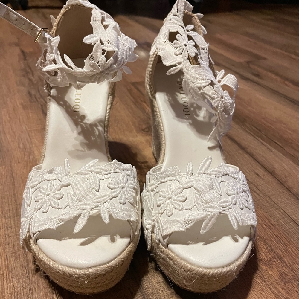 White Lace Wedges